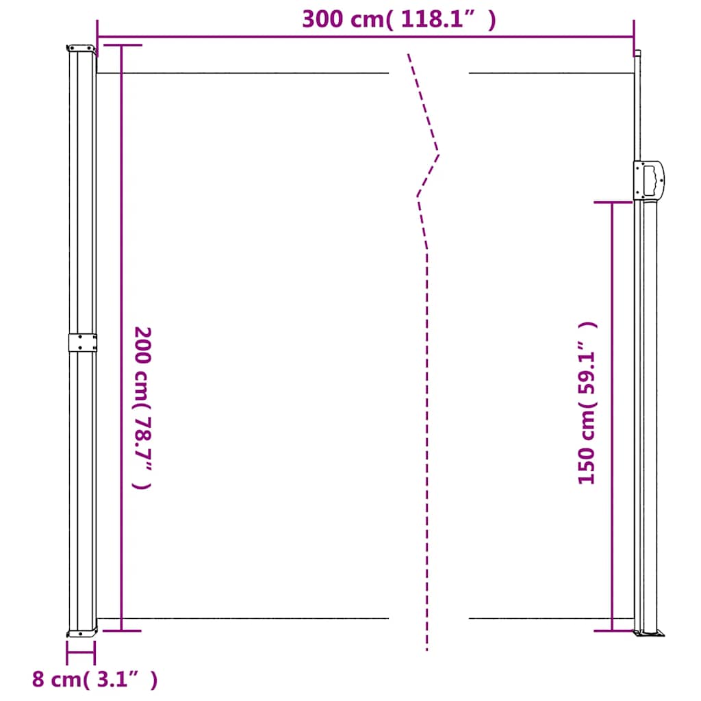 Bočna tenda na uvlačenje tamnozelena 200 x 300 cm