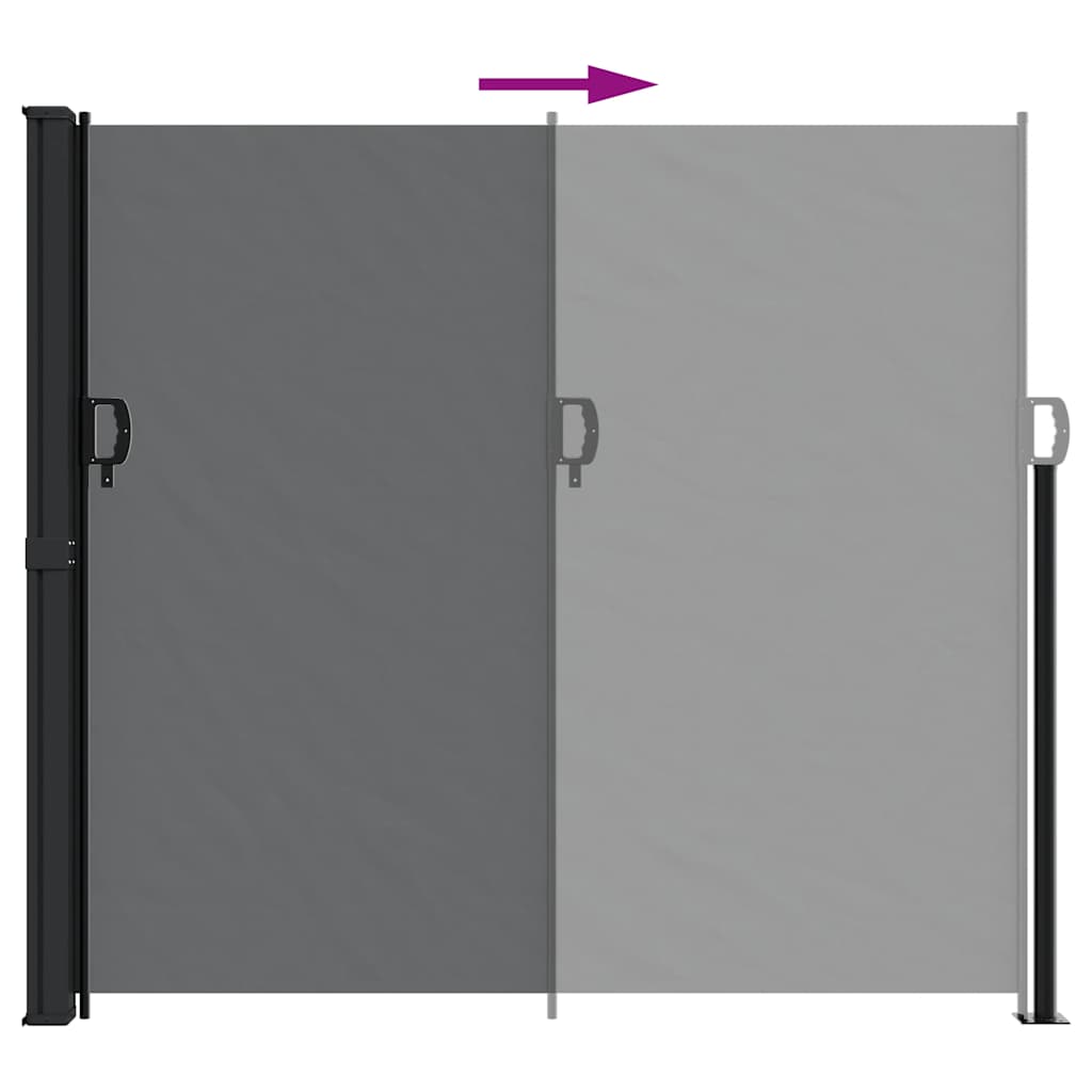 Uvlačiva bočna tenda crna 180 x 600 cm