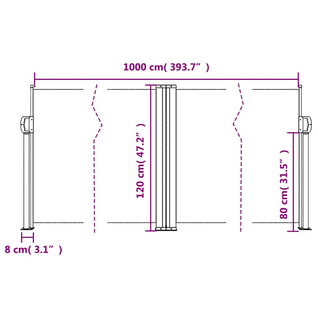 Uvlačiva bočna tenda 120 x 1000 cm plava