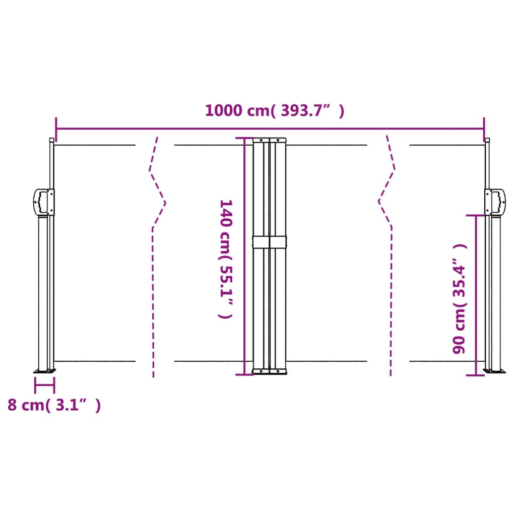 Uvlačiva bočna tenda 140 x 1000 cm plava