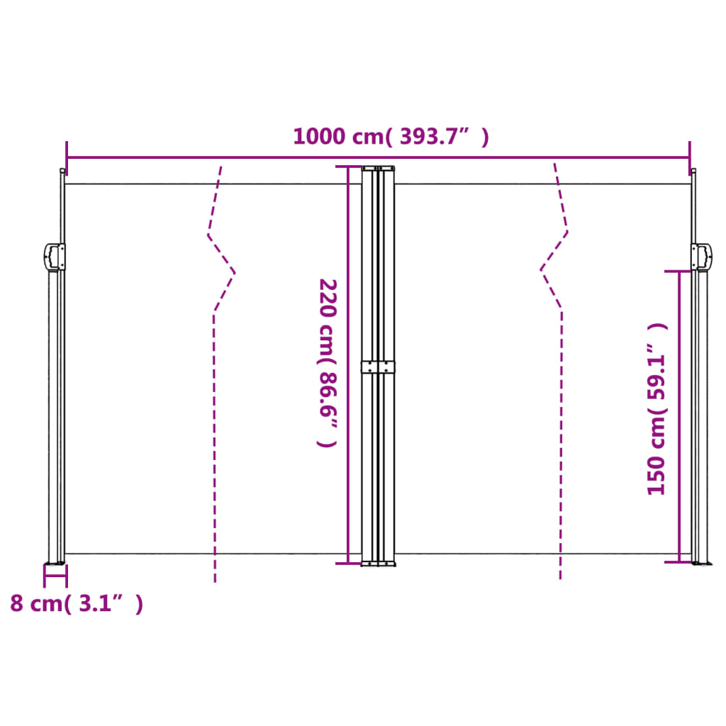 Bočna tenda na uvlačenje plava 220x1000 cm