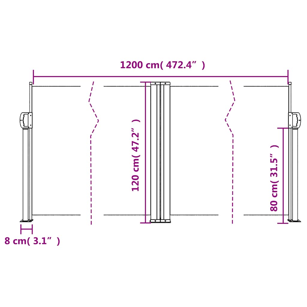 Bočna tenda na uvlačenje krem 120 x 1200 cm