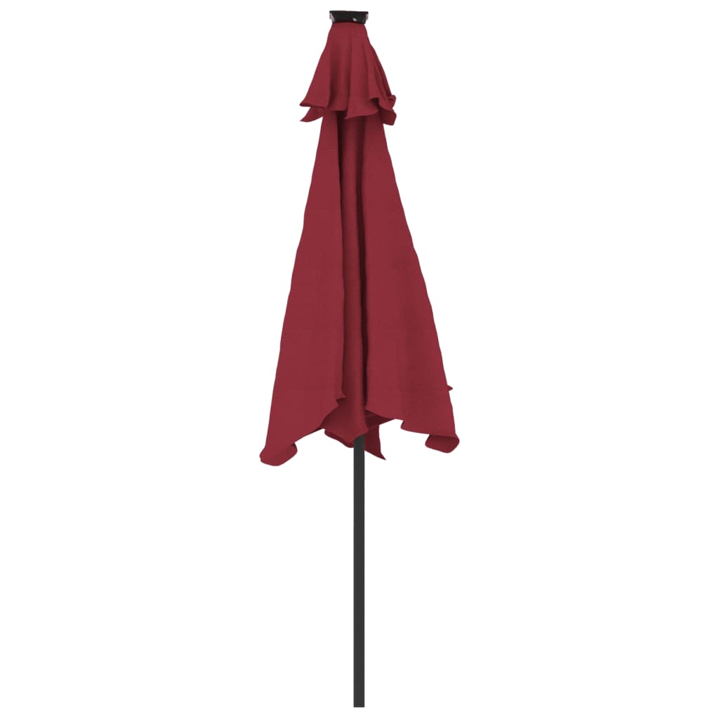 Vrtni suncobran s čeličnom šipkom bordo 225 x 225 x 212 cm