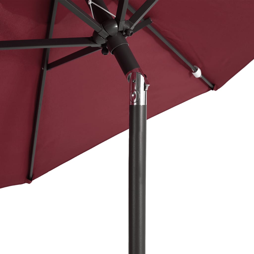 Vrtni suncobran s čeličnom šipkom bordo 225 x 225 x 212 cm
