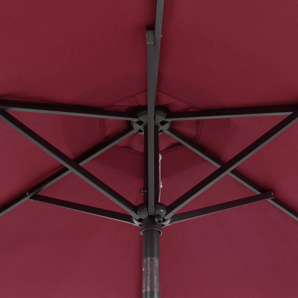 Vrtni suncobran s čeličnom šipkom bordo 225 x 225 x 212 cm