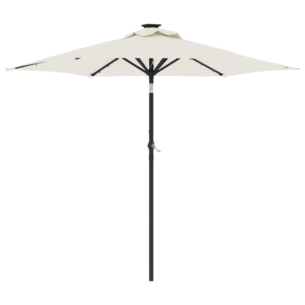 Vrtni suncobran s čeličnom šipkom LED bijeli 225 x 225 x 212 cm