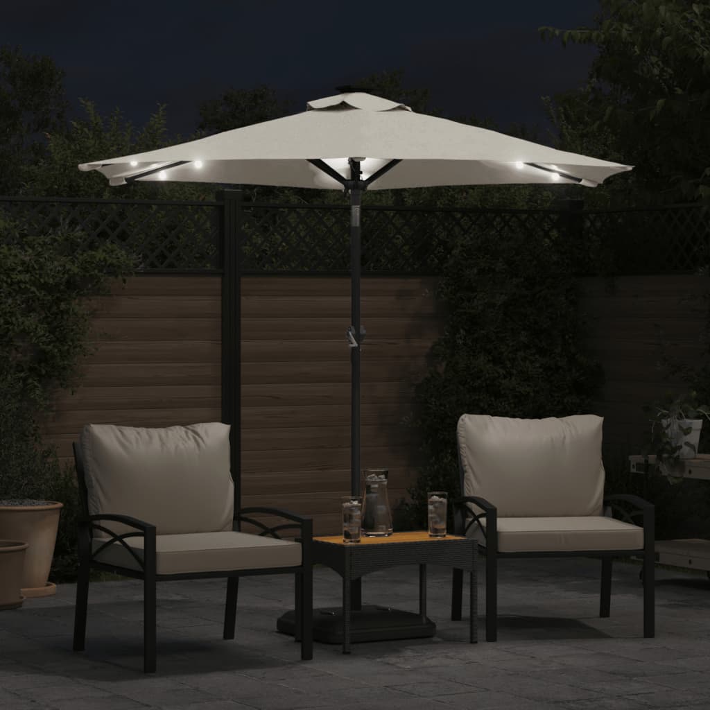 Vrtni suncobran s čeličnom šipkom LED bijeli 225 x 225 x 212 cm