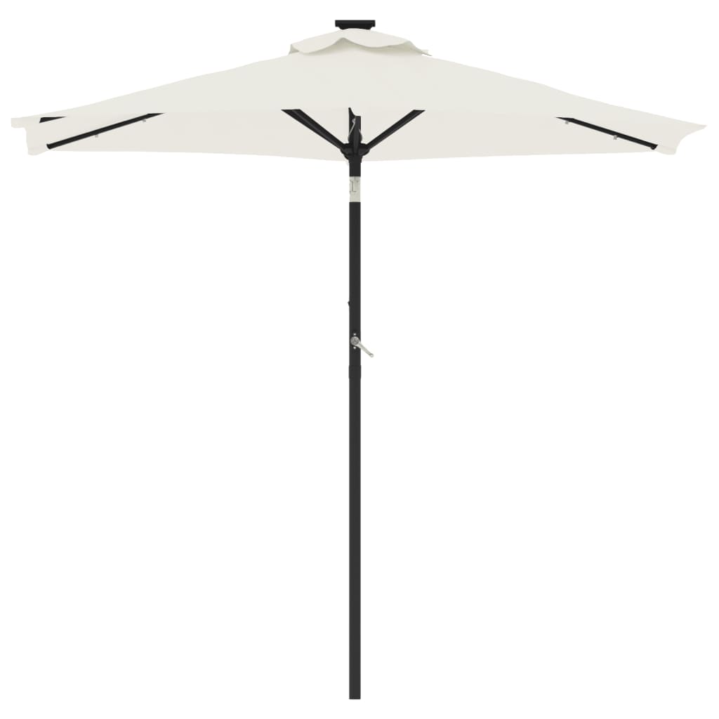Vrtni suncobran s čeličnom šipkom LED bijeli 225 x 225 x 212 cm