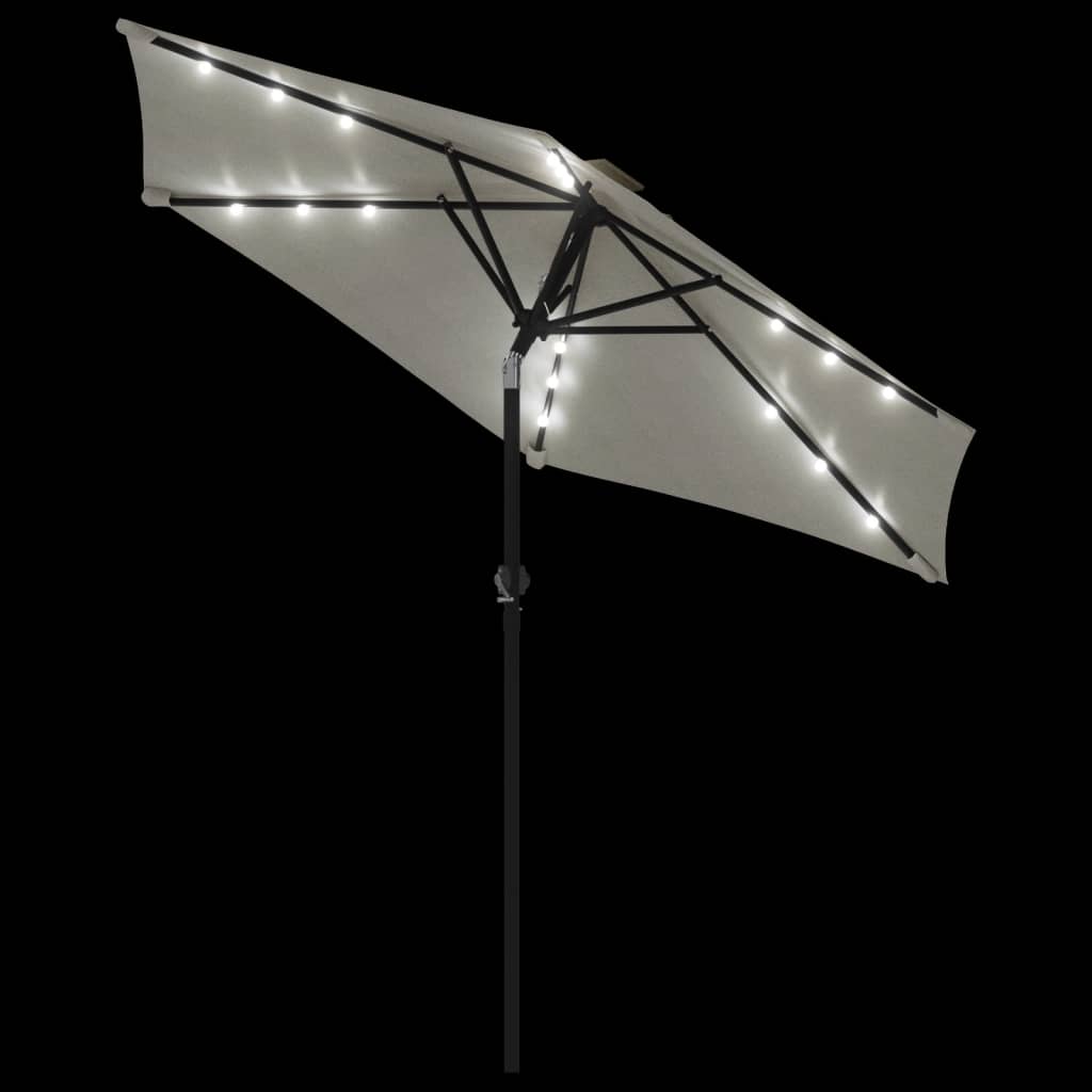 Vrtni suncobran s čeličnom šipkom LED bijeli 225 x 225 x 212 cm