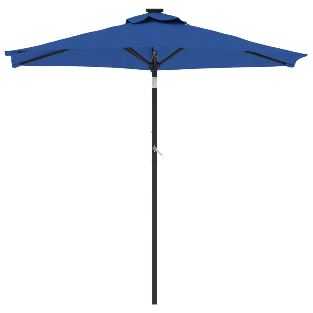 Vrtni suncobran s čeličnom šipkom LED azurnoplavi 225x225x212cm