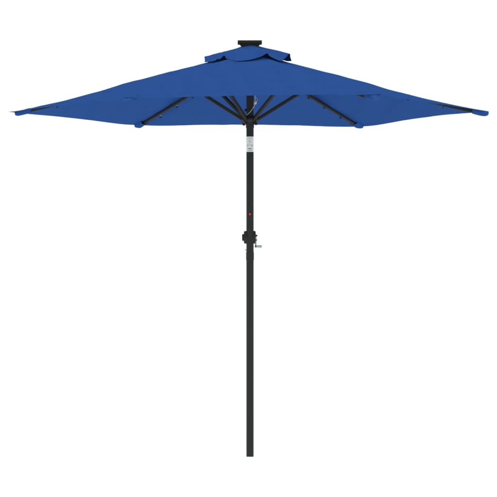 Vrtni suncobran s čeličnom šipkom LED azurnoplavi 225x225x212cm