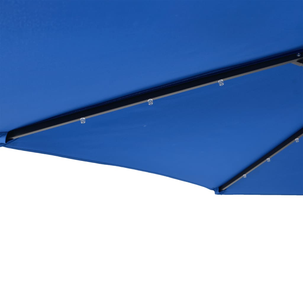 Vrtni suncobran s čeličnom šipkom LED azurnoplavi 225x225x212cm
