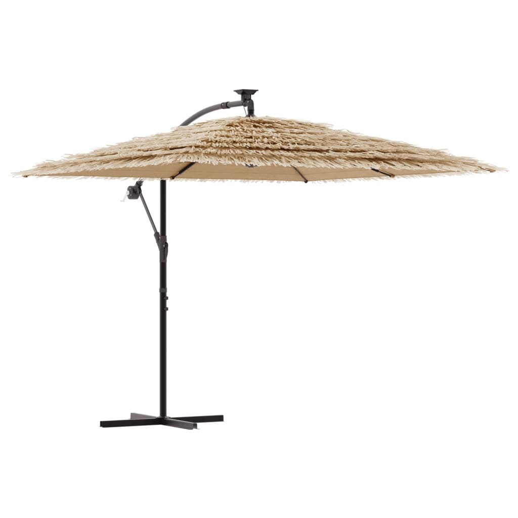 Vrtni suncobran LED s čeličnom šipkom smeđi 246 x 246 x 230 cm