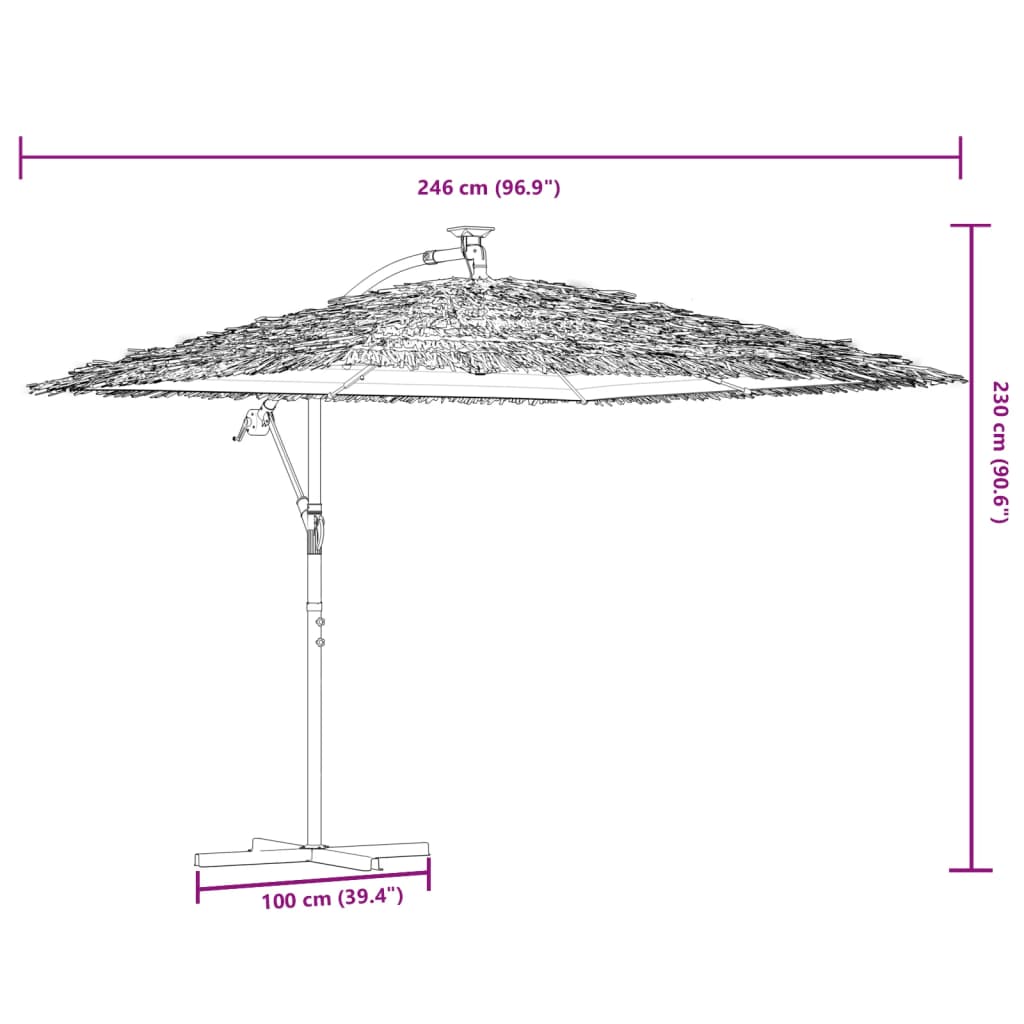Vrtni suncobran LED s čeličnom šipkom smeđi 246 x 246 x 230 cm