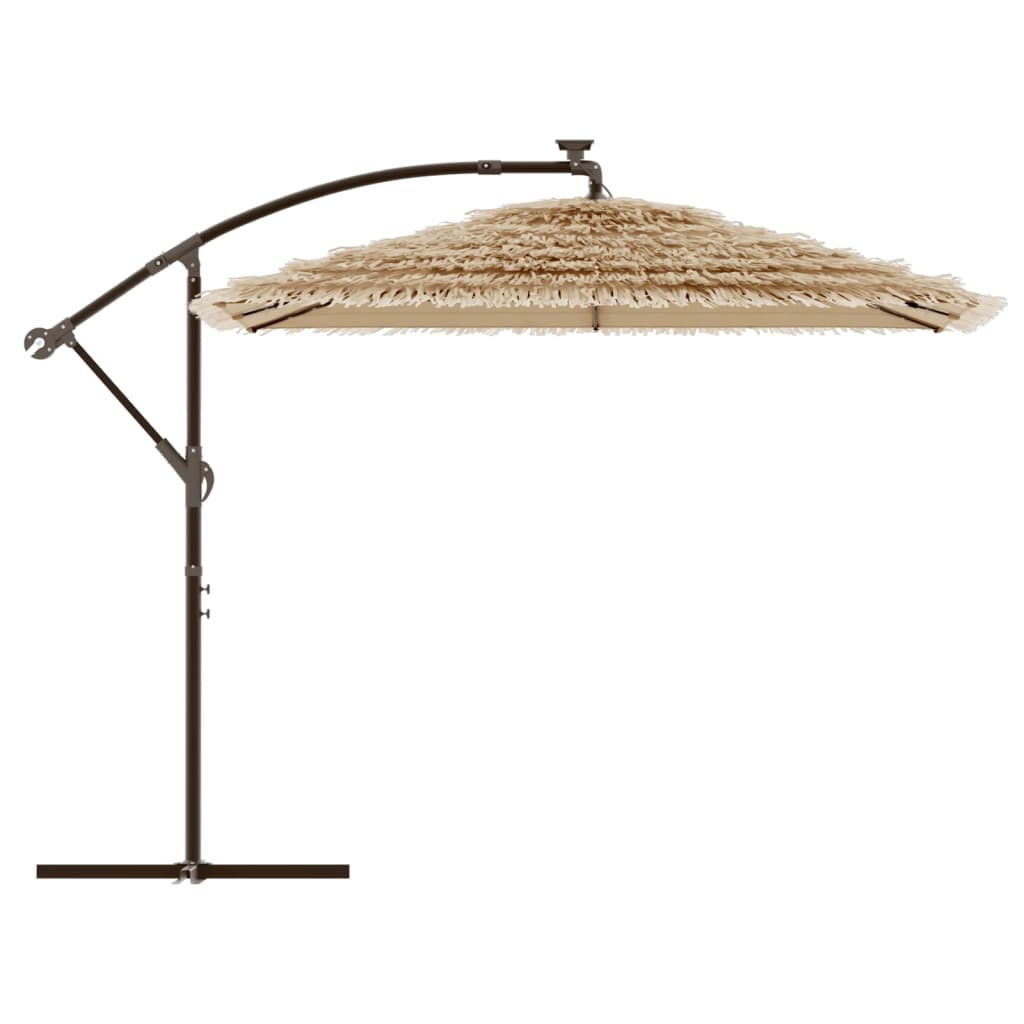 Vrtni suncobran LED s čeličnom šipkom smeđi 246 x 246 x 230 cm