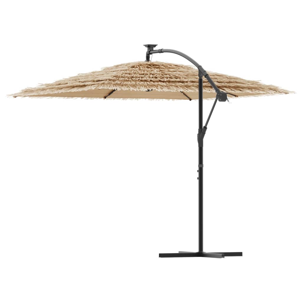 Vrtni suncobran LED s čeličnom šipkom smeđi 246 x 246 x 230 cm