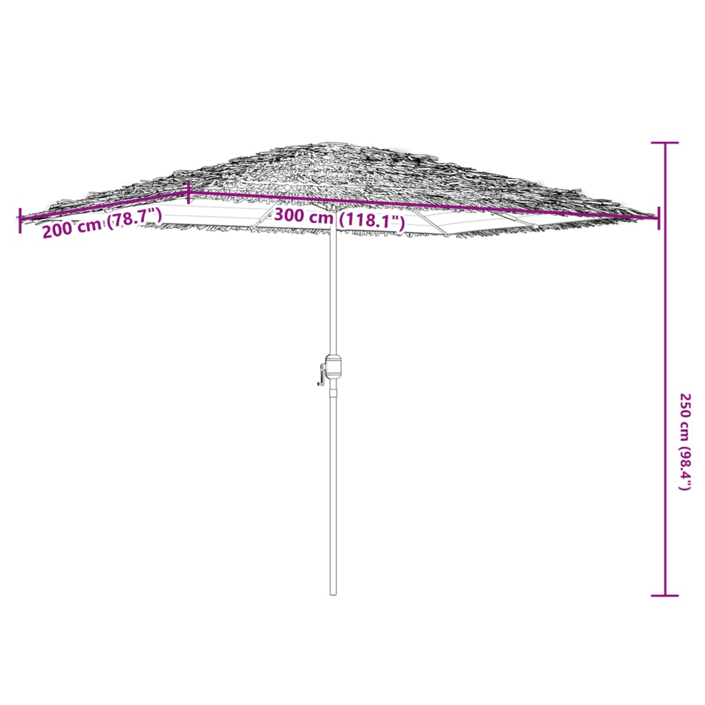 Vrtni suncobran s čeličnom šipkom bijeli 300x200x250 cm