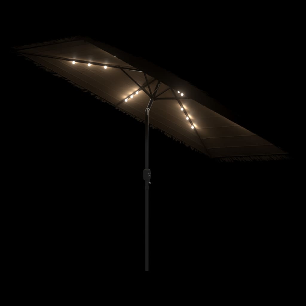 Vrtni suncobran LED s čeličnom šipkom smeđi 300x200x250 cm