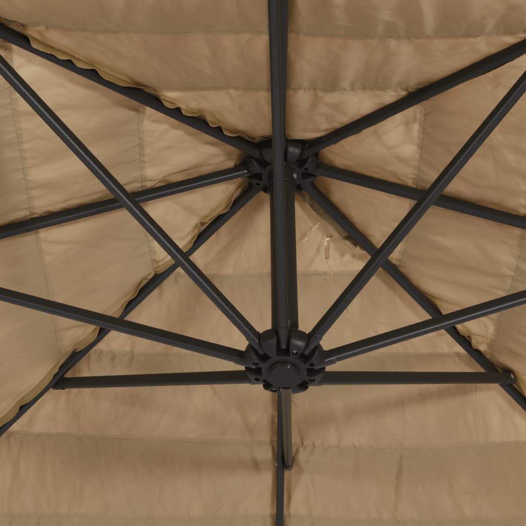 Vrtni suncobran LED s čeličnom šipkom smeđi 300x200x250 cm
