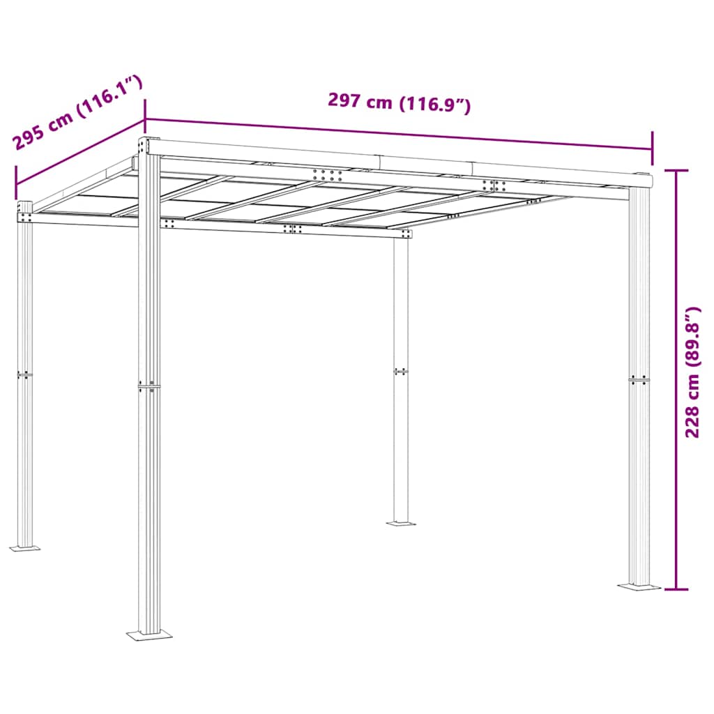 Vrtna sjenica antracit 3x3 m aluminij