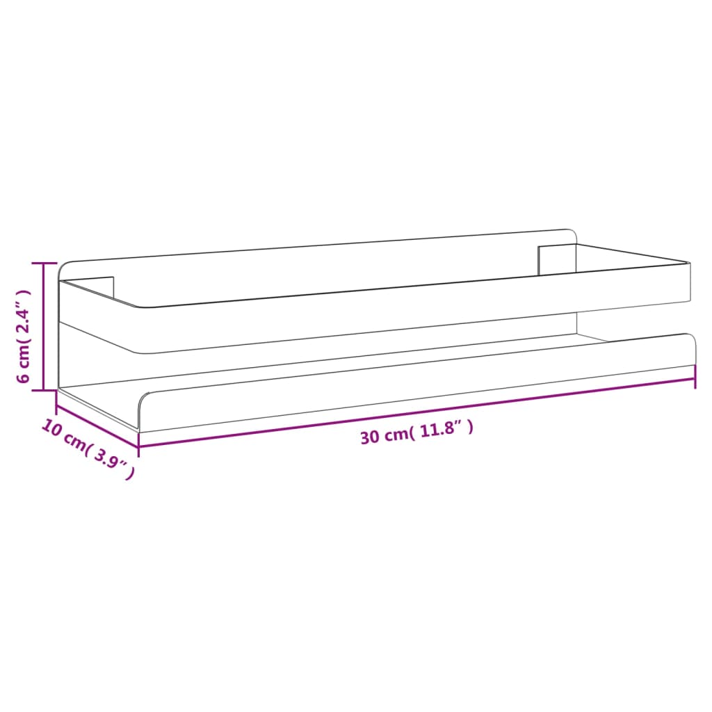 Polica za tuš mat crna 30x10x6 cm brušeni nehrđajući čelik 304