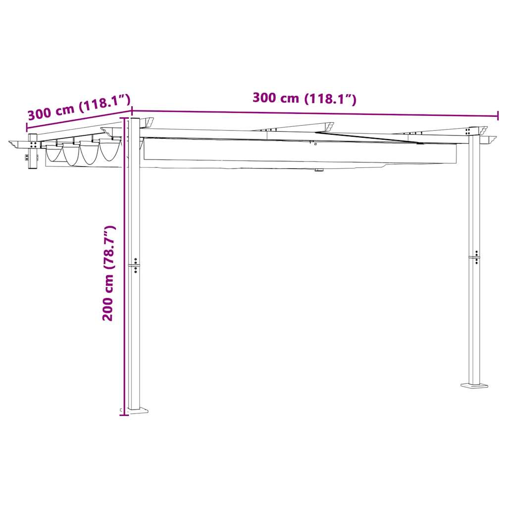 Gazebo Sivo-smeđa 300 x 300 x 200 cm Poliester