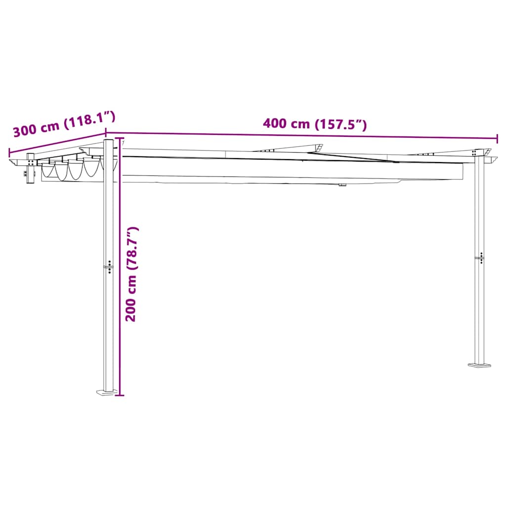 Gazebo Krema 400 x 300 x 200 cm Poliester
