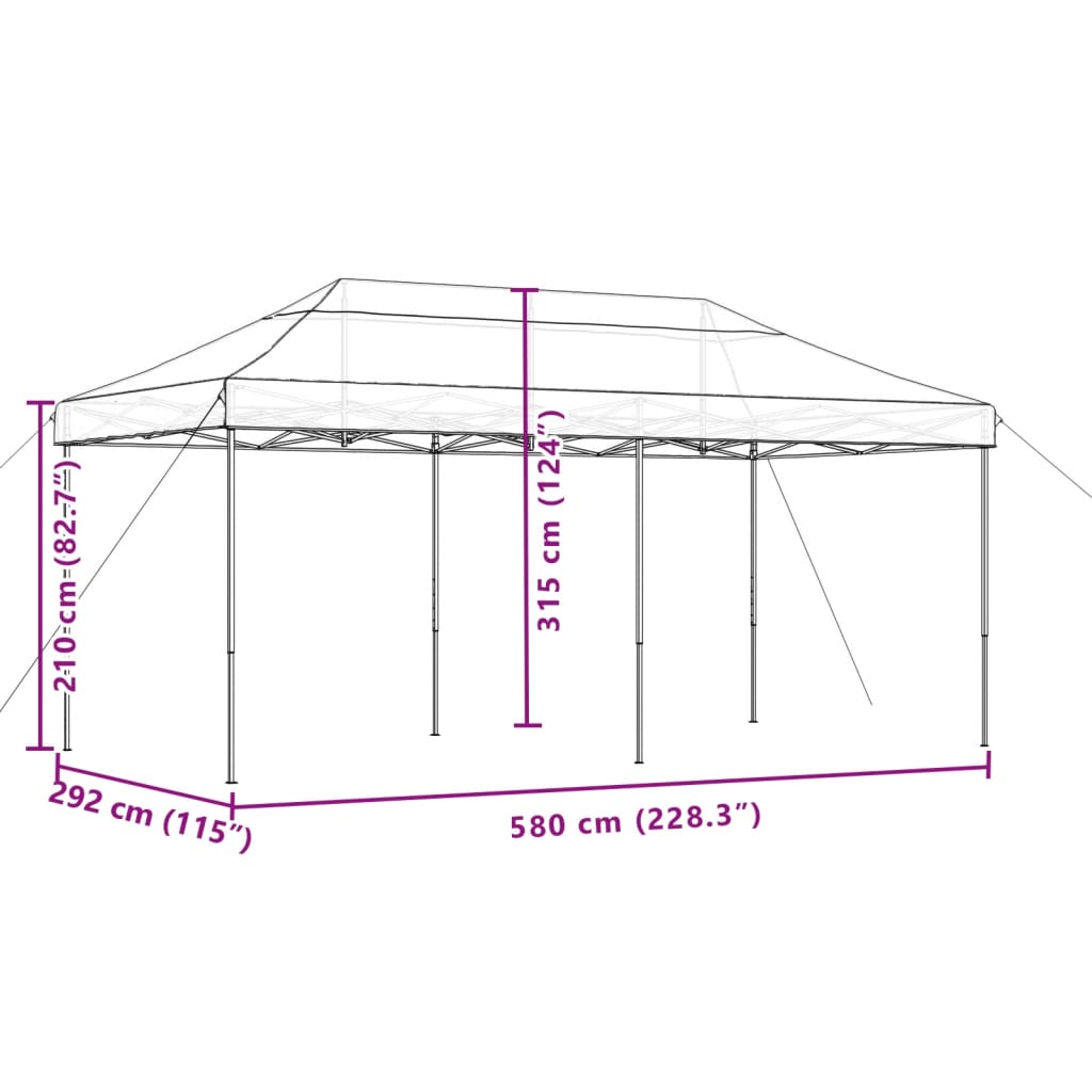 Sklopivi prigodni šator za zabave bež 580x292x315 cm