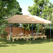 Sklopivi prigodni šator za zabave bež 580x292x315 cm