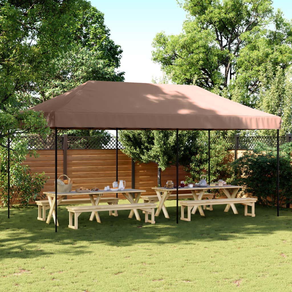 Sklopivi prigodni šator za zabave smeđi 580x292x315 cm