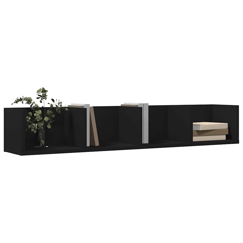 Zidni ormarići 2 kom crni 99x18x16,5 cm od konstruiranog drva
