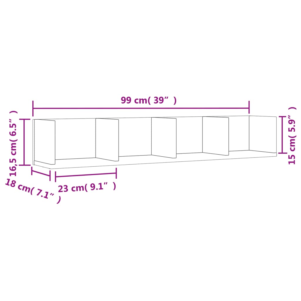 Zidni ormarići 2 kom crni 99x18x16,5 cm od konstruiranog drva