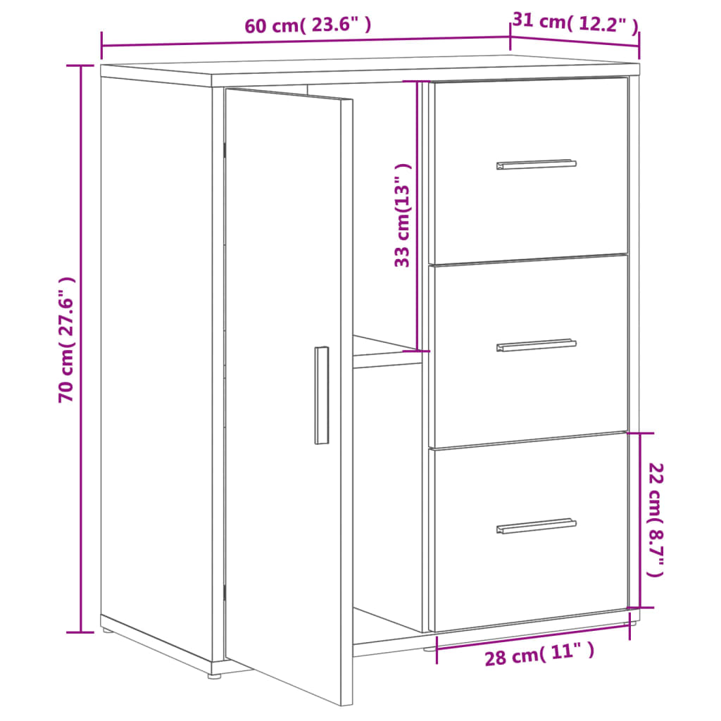 Komoda sonoma hrast 60 x 31 x 70 cm od konstruiranog drva