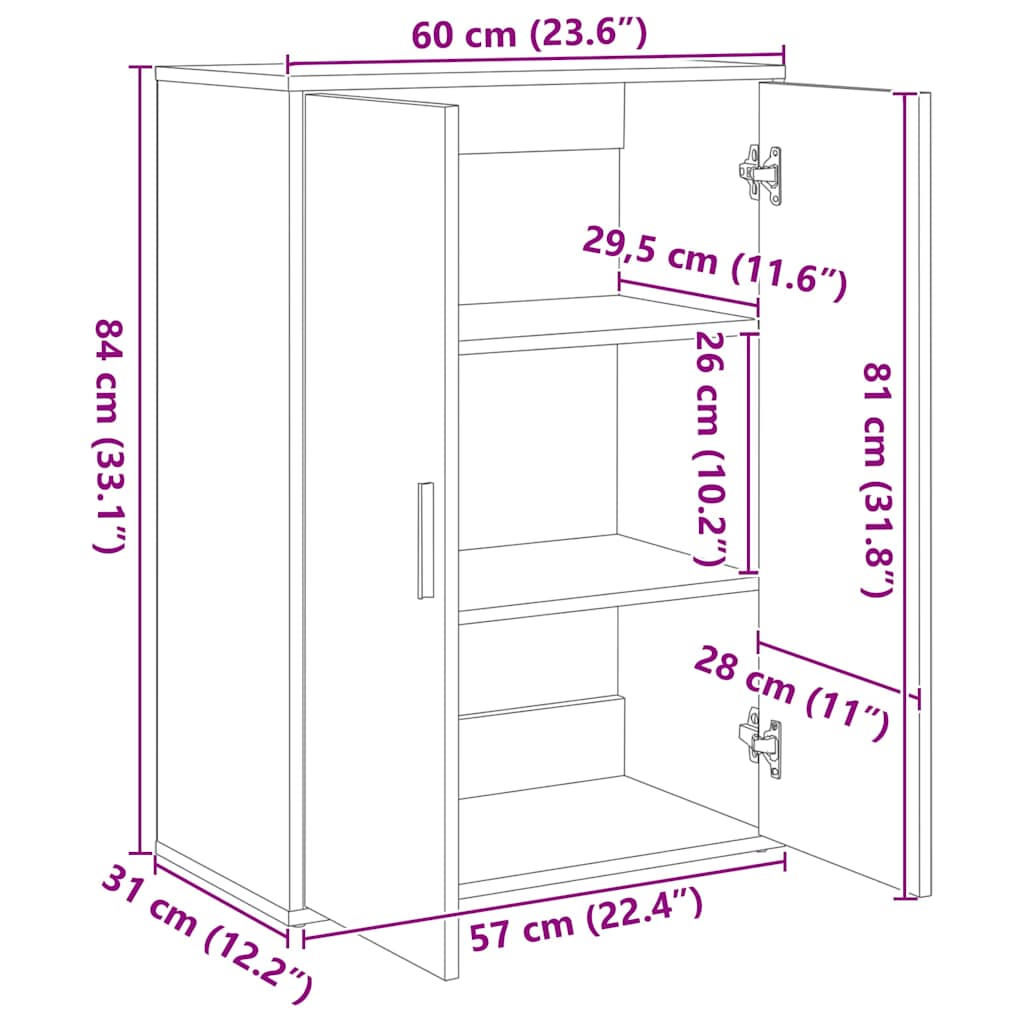 Komoda boja hrasta sonome 60x31x84 cm od konstruiranog drva