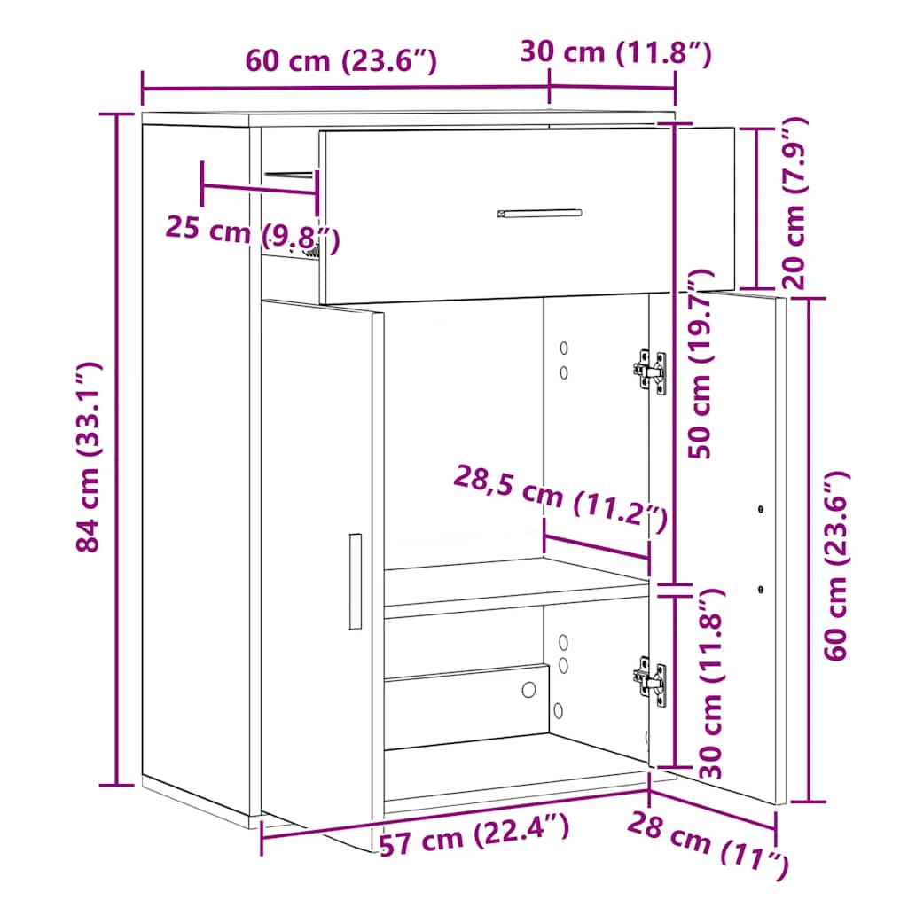 Komoda siva boja betona 60x30x84 cm od konstruiranog drva