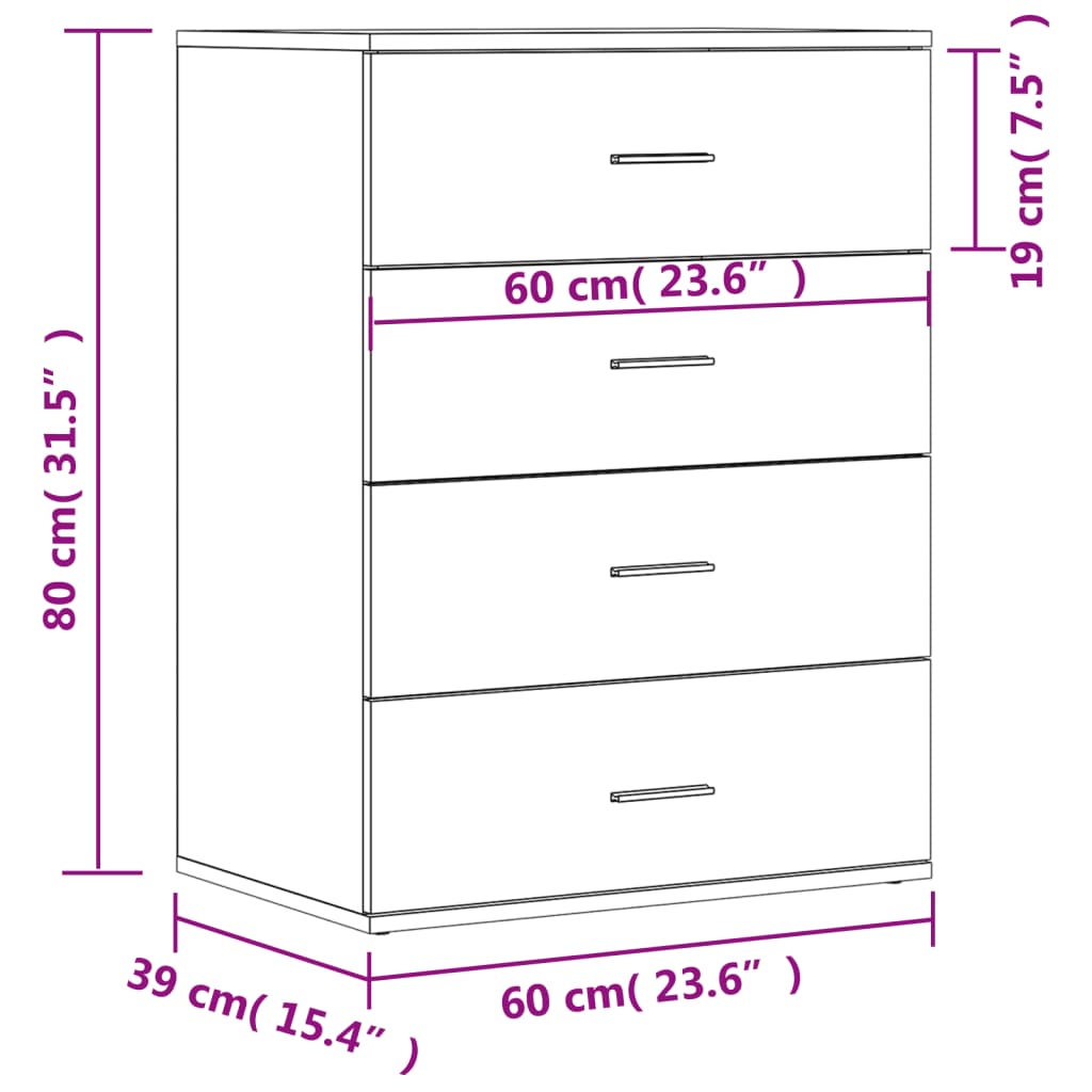 Komoda siva boja betona 60x39x80 cm od konstruiranog drva