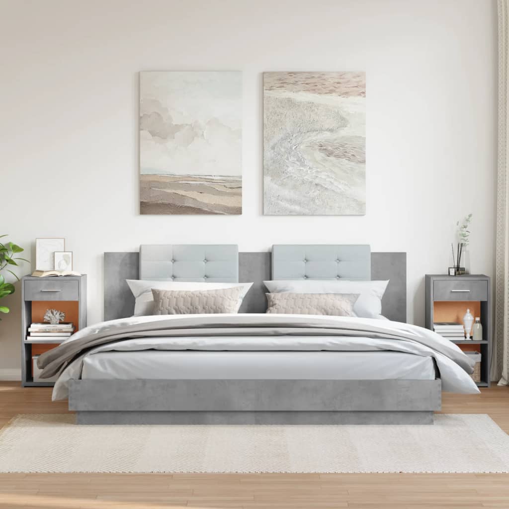 Noćni ormarići 2 kom boja betona 35x34x65 cm konstruirano drvo
