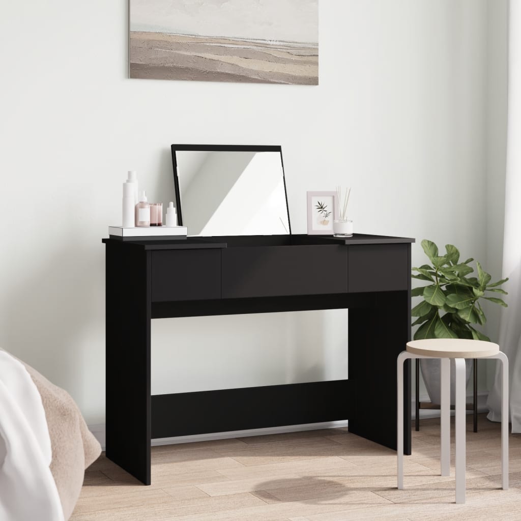 Toaletni stolić s ogledalom crni 100x45x76 cm