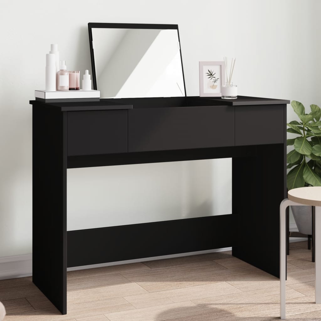 Toaletni stolić s ogledalom crni 100x45x76 cm
