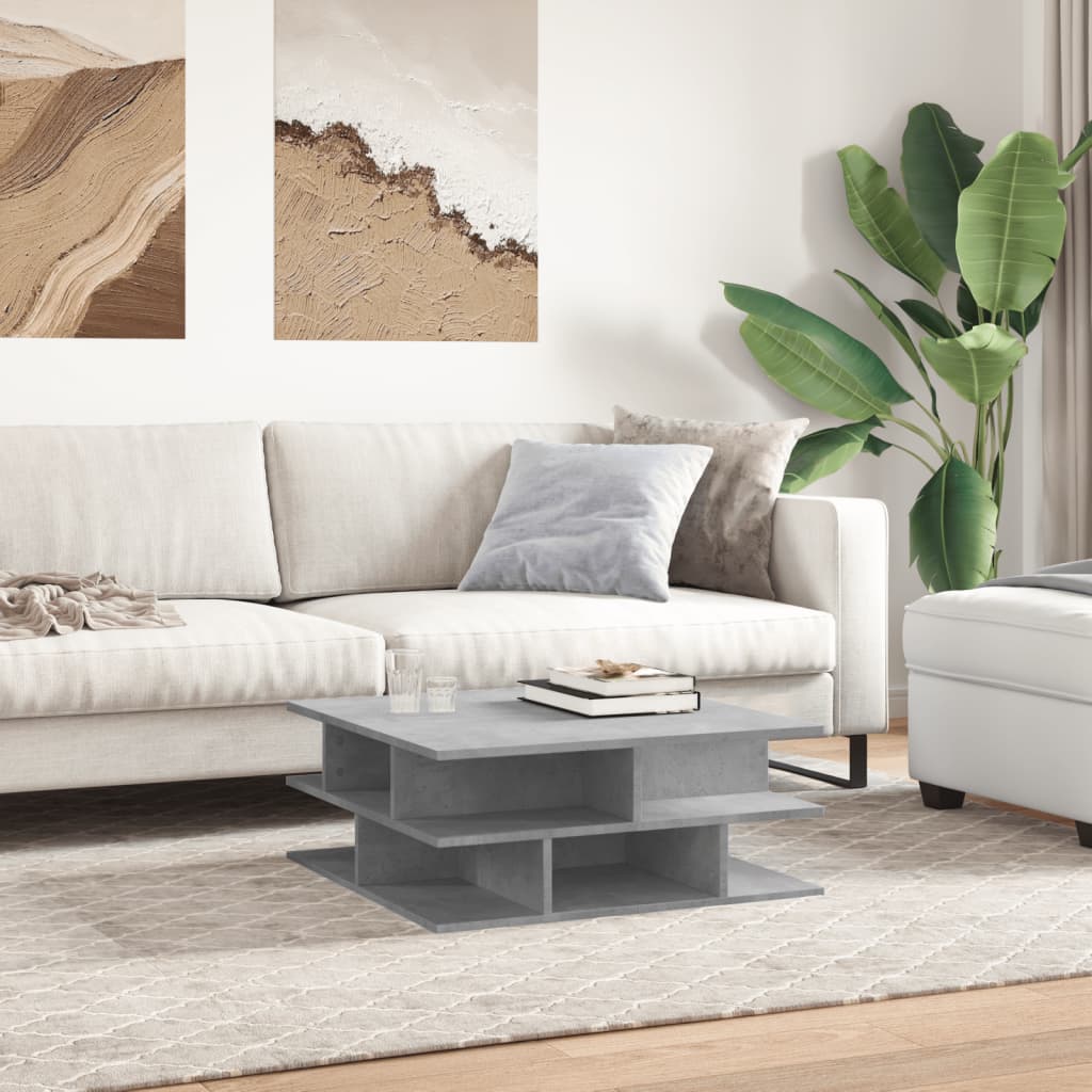 Stolić za kavu boja betona 70x70x29 cm konstruirano drvo