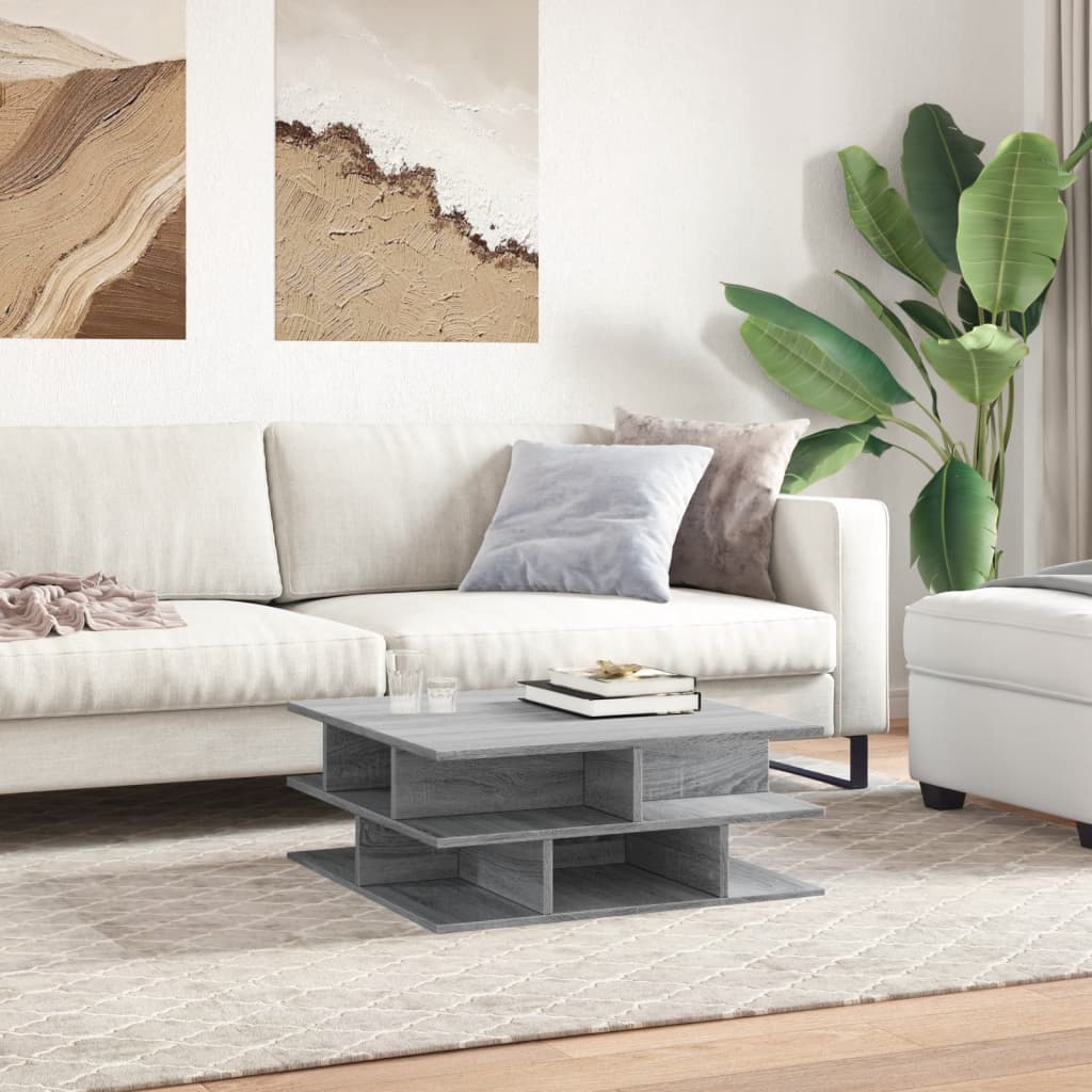 Stolić za kavu boja sivog hrasta 70x70x29 cm konstruirano drvo