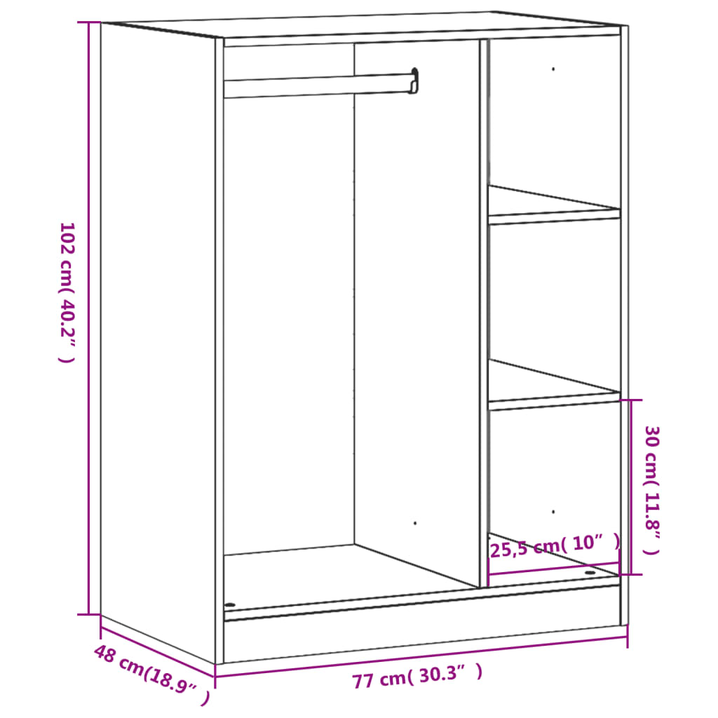 Ormar siva boja hrasta 77x48x102 cm od konstruiranog drva