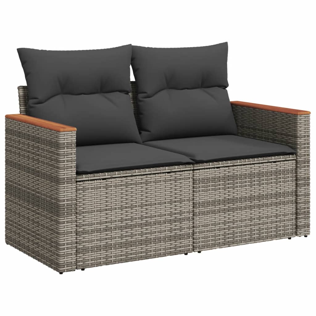 8-dijelni set vrtnih sofa od poliratana s jastucima sivi