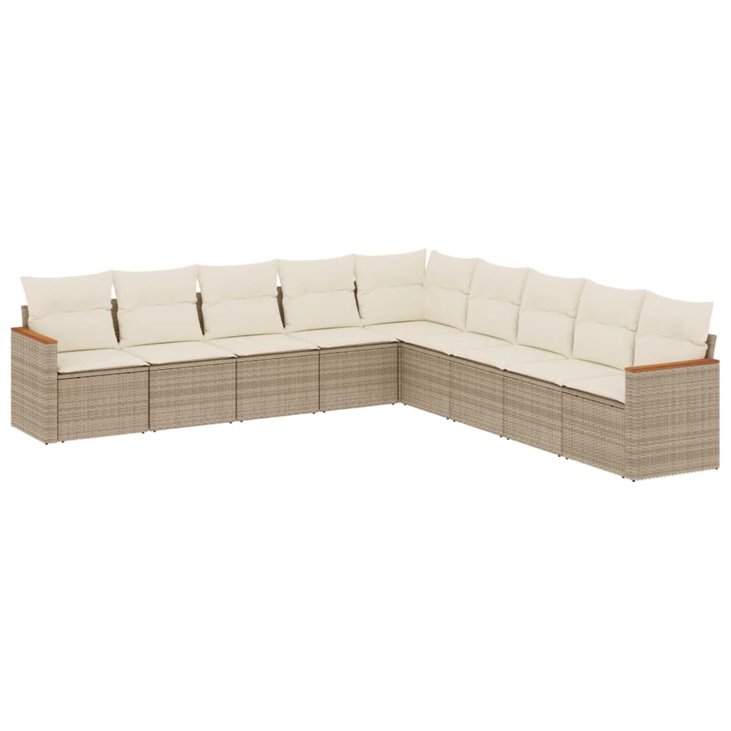9-dijelni set vrtnih sofa s jastucima bež od poliratana