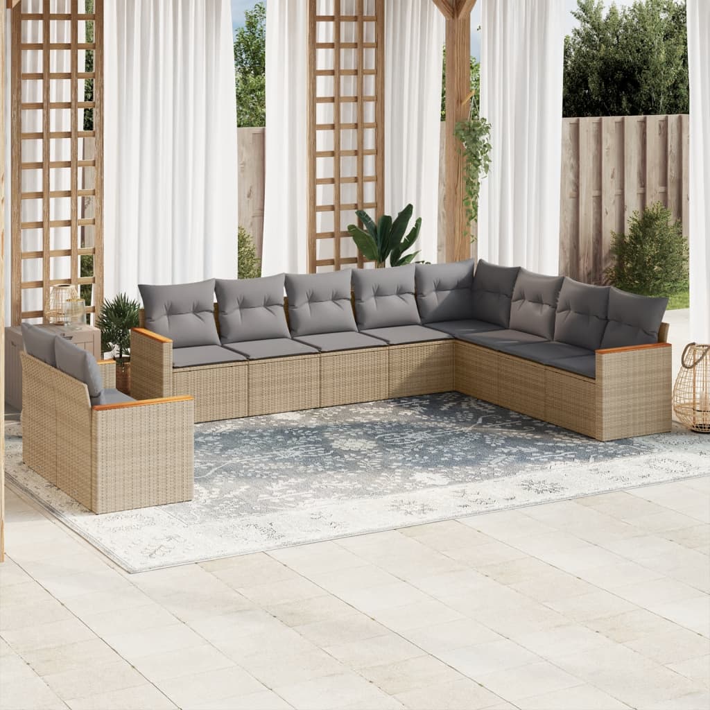 10-dijelni set vrtnih sofa od poliratana s jastucima