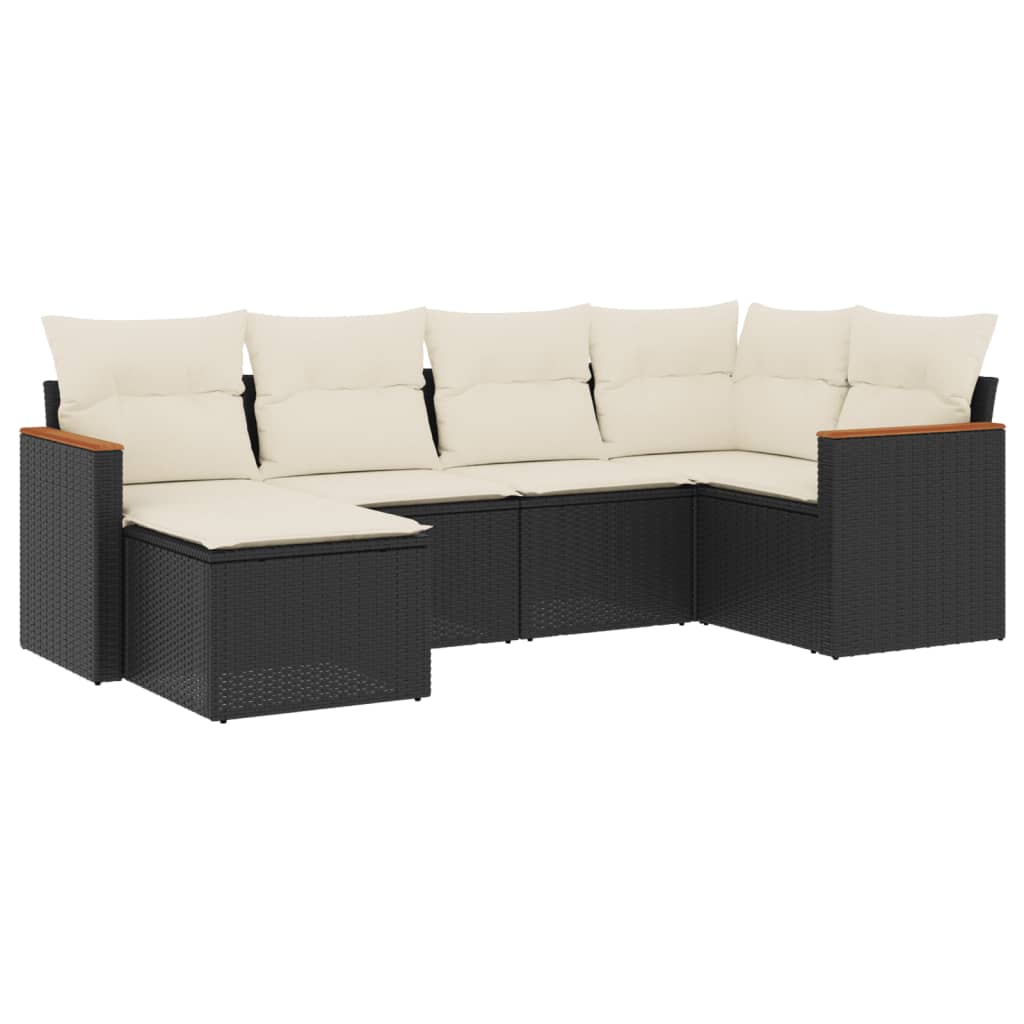 6-dijelni set vrtnih sofa s jastucima crni od poliratana