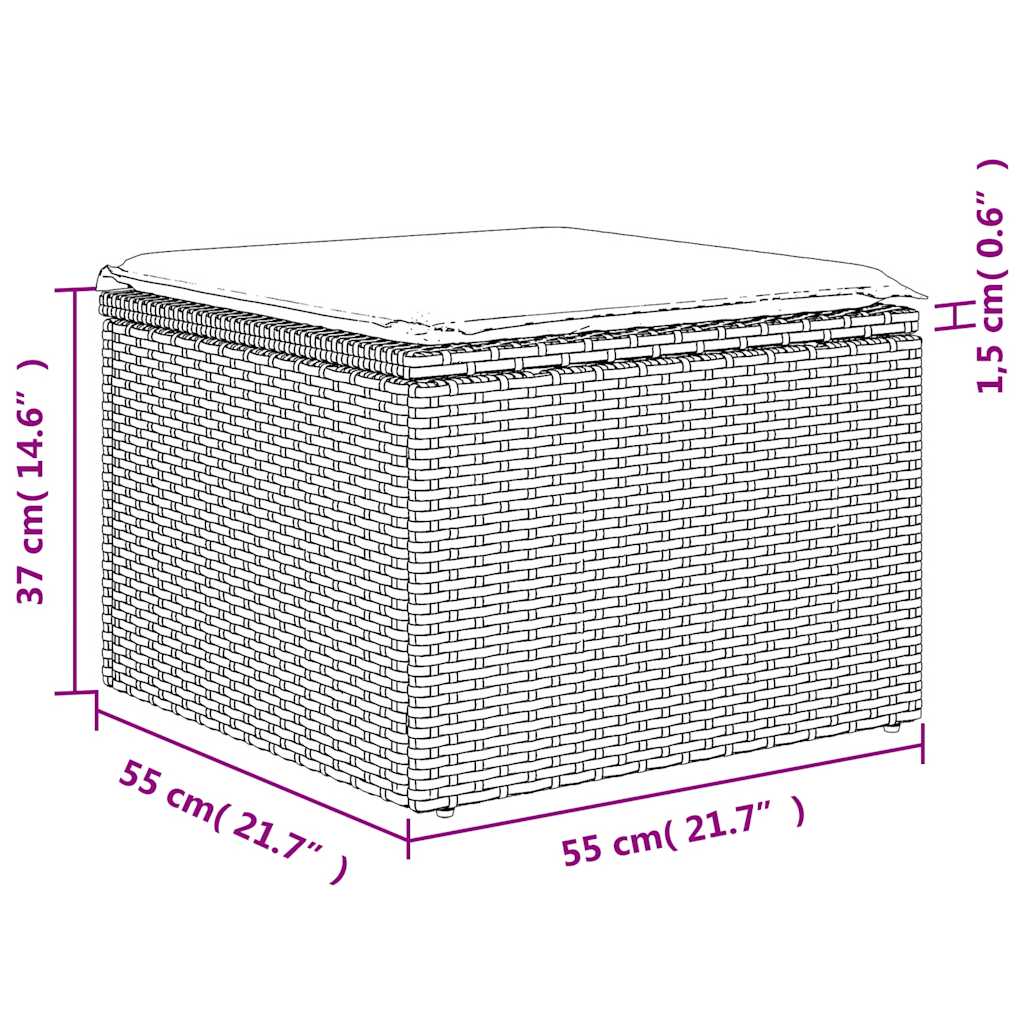 Vrtni set od 7 dijelova s jastucima, crni poliratan
