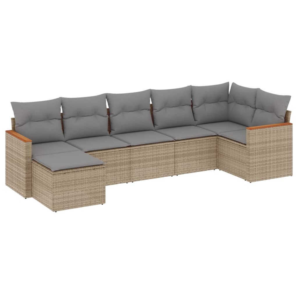 7-dijelni set vrtnih sofa s jastucima bež od poliratana