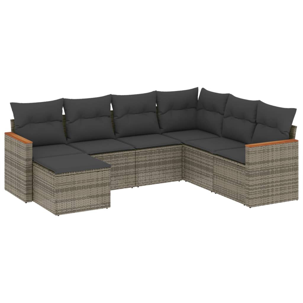 7-dijelni set vrtnih sofa sivi od poliratana