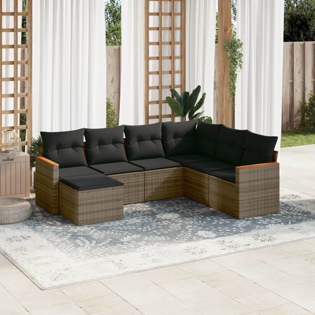 7-dijelni set vrtnih sofa sivi od poliratana